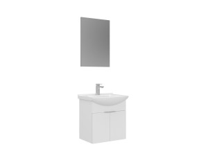 Waschtisch-Set mit Spiegel (2-teilig) „Purus 55“ – 55 x 50 x 58 cm – Weiß