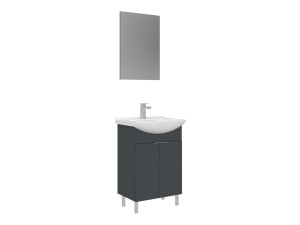 Waschtisch-Set mit Spiegel (2-teilig) „Purus 55“ – 55 x 2 x 83 cm – Anthrazit matt