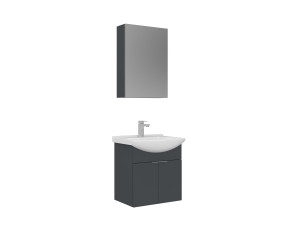 Waschtisch-Set mit Spiegel (2-teilig) „Purus 55“ – 55 x 50 x 58 cm – Anthrazit matt