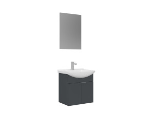 Waschtisch-Set mit Spiegel (2-teilig) „Purus 55“ – 55 x 50 x 58 cm – Anthrazit matt
