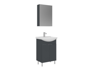 Waschtisch-Set mit Spiegel (2-teilig) „Purus 55“ – 55 x 50 x 83 cm – Anthrazit matt
