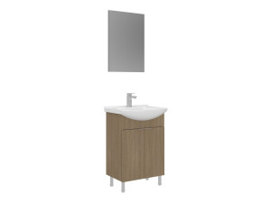 Waschtisch-Set mit Spiegel (2-teilig) „Purus 55“ – 55 x 2 x 83 cm – Eiche