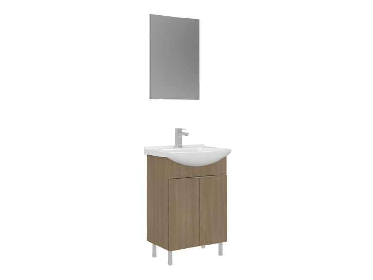 Waschtisch-Set mit Spiegel (2-teilig) „Purus 55“ – 55 x 2 x 83 cm – Eiche