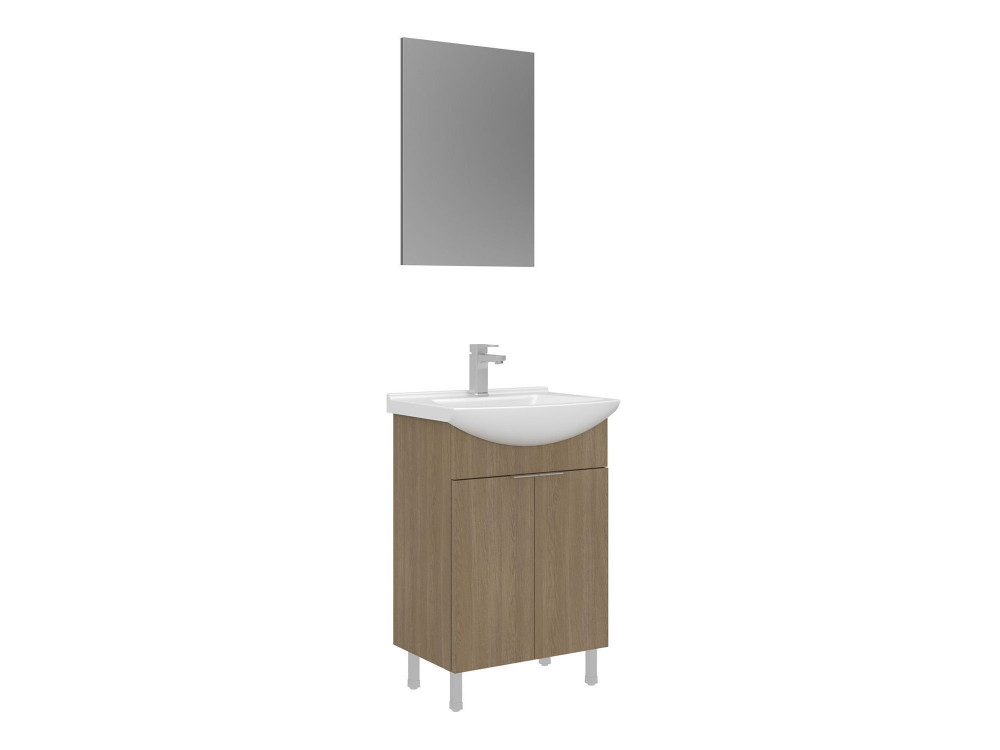 Waschtisch-Set mit Spiegel (2-teilig) „Purus 55“ – 55 x 2 x 83 cm – Eiche