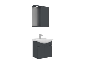Waschtisch-Set mit Spiegel (2-teilig) „Purus 55“ – 55 x 50 x 58 cm – Anthrazit matt