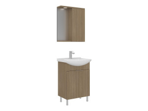 Waschtisch-Set mit Spiegel (2-teilig) „Purus 55“ – 55 x 50 x 83 cm – Eiche