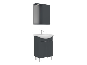 Waschtisch-Set mit Spiegel (2-teilig) „Purus 55“ – 55 x 50 x 83 cm – Anthrazit matt