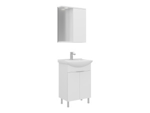 Waschtisch-Set mit Spiegel (2-teilig) „Purus 55“ – 55 x 50 x 83 cm – Weiß