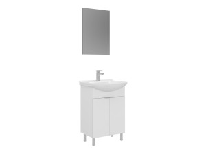 Waschtisch-Set mit Spiegel (2-teilig) „Purus 55“ – 55 x 2 x 83 cm – Weiß