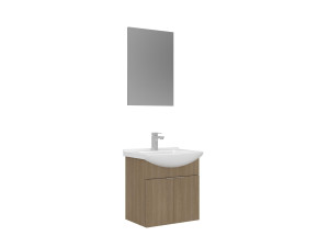 Waschtisch-Set mit Spiegel (2-teilig) „Purus 55“ – 55 x 50 x 58 cm – Eiche