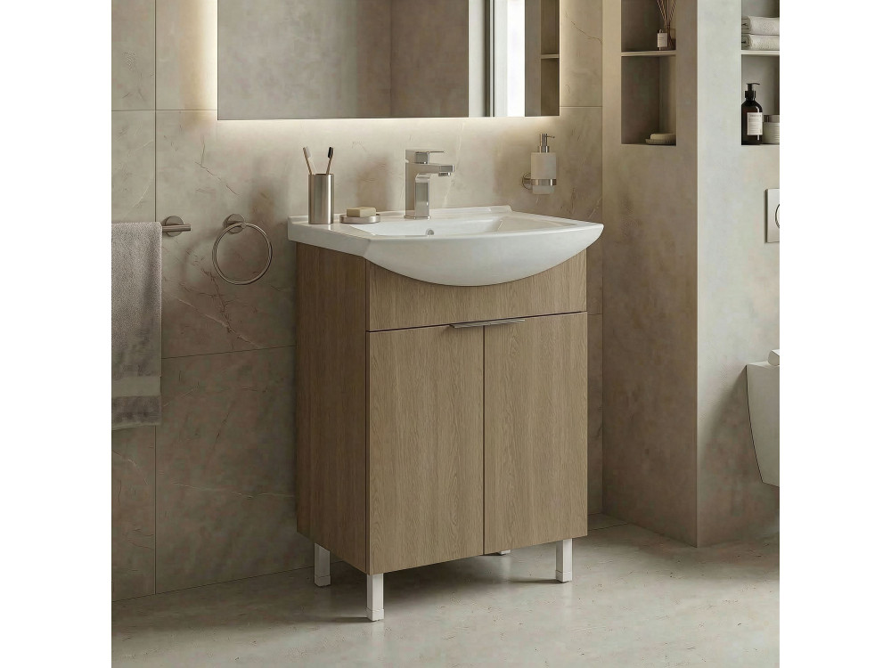 Waschtischunterschrank „Purus 55“ – 55 x 50 x 83 cm – Sonomo Oak