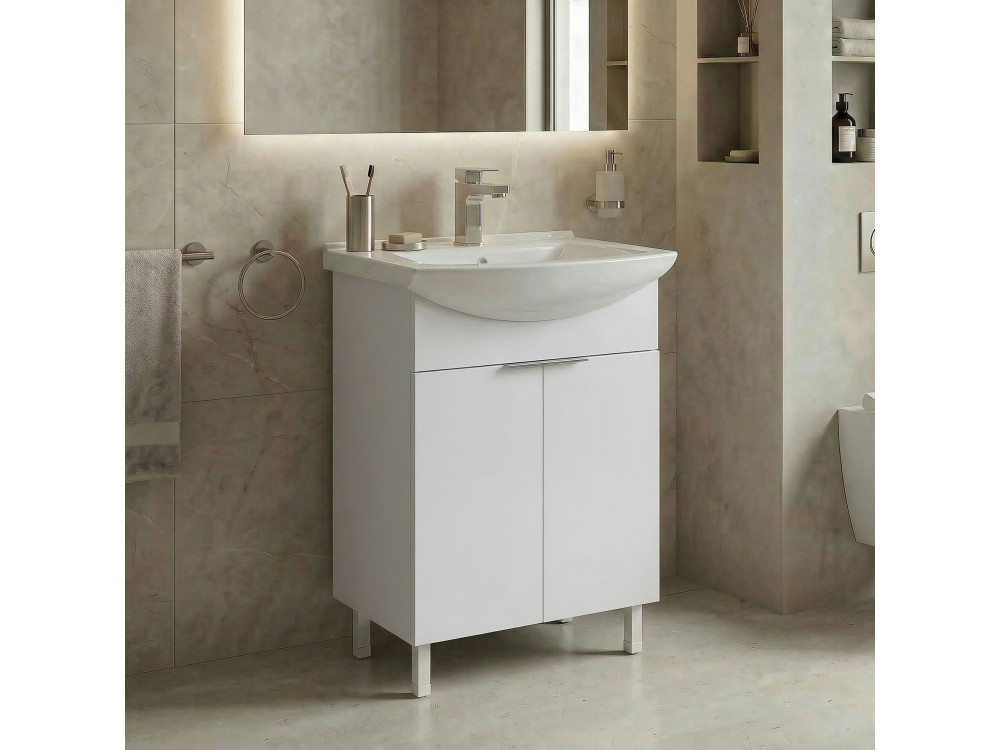 Waschtischunterschrank „Purus 55“ – 55 x 50 x 83 cm – Weiß