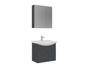 Waschtisch-Set mit Spiegel (2-teilig) „Purus 65“ – 65 x 50 x 58 cm – Anthrazit matt
