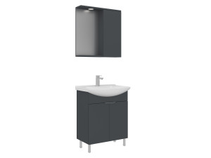 Waschtisch-Set mit Spiegel (2-teilig) „Purus 65“ – 65 x 50 x 83 cm – Anthrazit matt