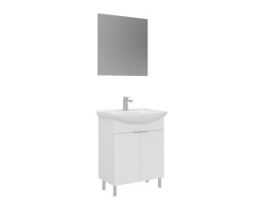 Waschtisch-Set mit Spiegel (2-teilig) „Purus 65“ – 65 x 50 x 83 cm – Weiß
