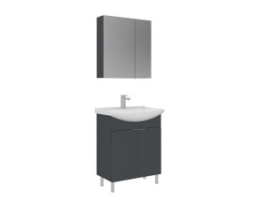Waschtisch-Set mit Spiegel (2-teilig) „Purus 65“ – 65 x 50 x 83 cm – Anthrazit matt