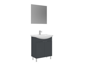 Waschtisch-Set mit Spiegel (2-teilig) „Purus 65“ – 65 x 50 x 83 cm – Anthrazit matt