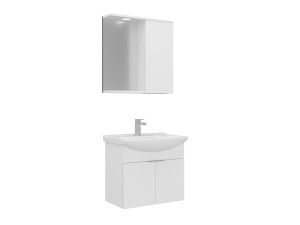 Waschtisch-Set mit Spiegel (2-teilig) „Purus 65“ – 65 x 50 x 58 cm – Weiß