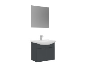 Waschtisch-Set mit Spiegel (2-teilig) „Purus 65“ – 65 x 50 x 58 cm – Anthrazit matt