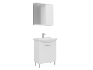 Waschtisch-Set mit Spiegel (2-teilig) „Purus 65“ – 65 x 50 x 83 cm – Weiß