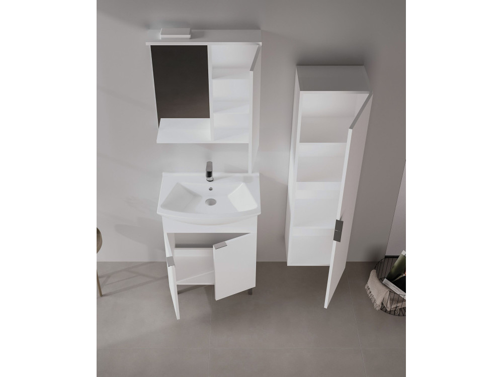 Waschtisch-Set mit Spiegel (2-teilig) „Purus 65“ – 65 x 50 x 83 cm – Weiß