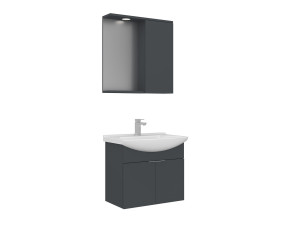 Waschtisch-Set mit Spiegel (2-teilig) „Purus 65“ – 65 x 50 x 58 cm – Anthrazit matt