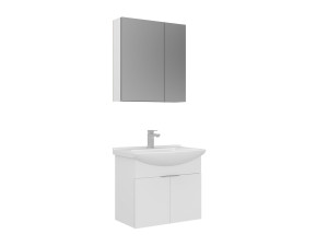 Waschtisch-Set mit Spiegel (2-teilig) „Purus 65“ – 65 x 50 x 58 cm – Weiß