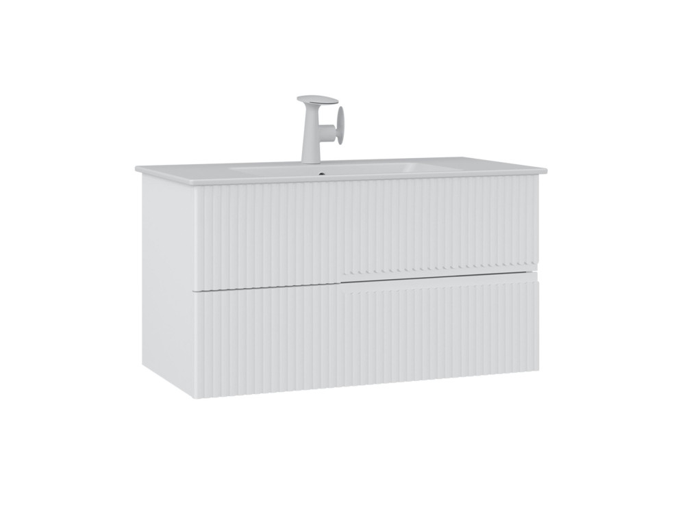 Waschtischunterschrank „Moonlight 90 v2“ – 91 x 51 x 51 cm – Mattweiß