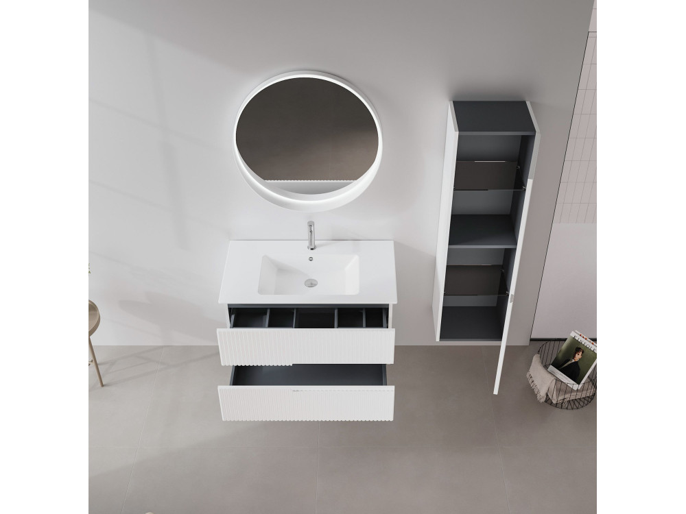 Waschtischunterschrank „Moonlight 90 v2“ – 91 x 51 x 51 cm – Mattweiß