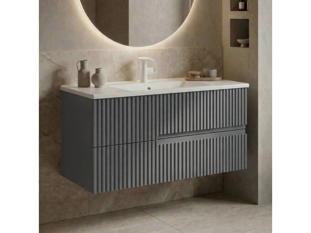 Waschtischunterschrank „Moonlight 90 v2“ – 91 x 51 x 51 cm – Mattgrau