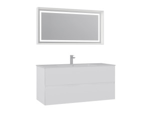 Waschtisch-Set mit Spiegel (2-teilig) „Nest 121 v2“ – 121 x 51 x 55 cm – Mattweiß