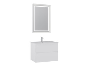 Waschtisch-Set mit Spiegel (2-teilig) „Nest 71 v2“ – 71 x 51 x 55 cm – Mattweiß