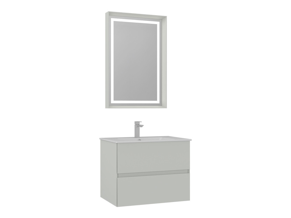 Waschtisch-Set mit Spiegel (2-teilig) „Nest 71 v2“ – 71 x 51 x 55 cm – Matt-Kaschmir