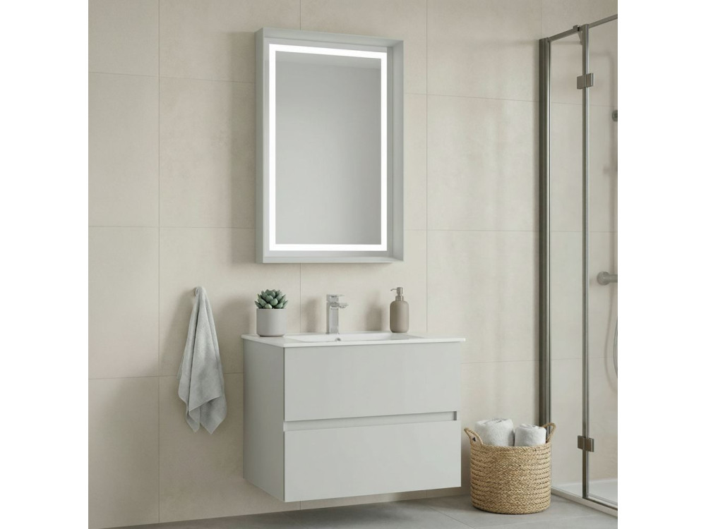 Waschtisch-Set mit Spiegel (2-teilig) „Nest 71 v2“ – 71 x 51 x 55 cm – Matt-Kaschmir