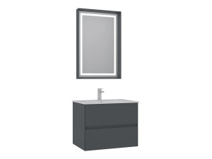 Waschtisch-Set mit Spiegel (2-teilig) „Nest 71 v2“ – 71 x 51 x 55 cm – Anthrazit matt