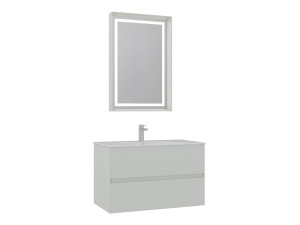Waschtisch-Set mit Spiegel (2-teilig) „Nest 91 v2“ – 91 x 51 x 55 cm – Matt-Cashmere