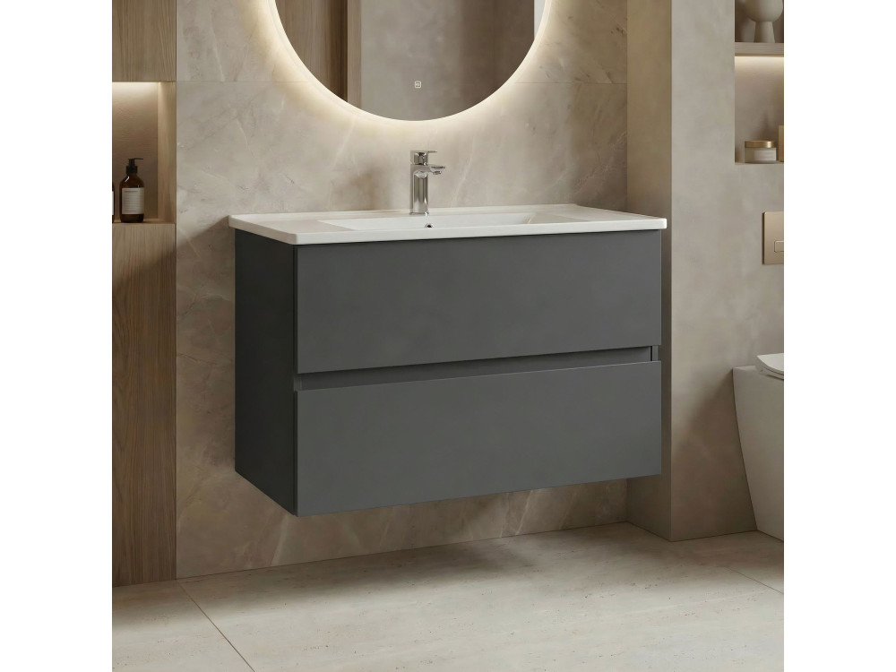 Waschtischunterschrank „Nest 91 v2“ – 91 x 51 x 55 cm – Anthrazit matt