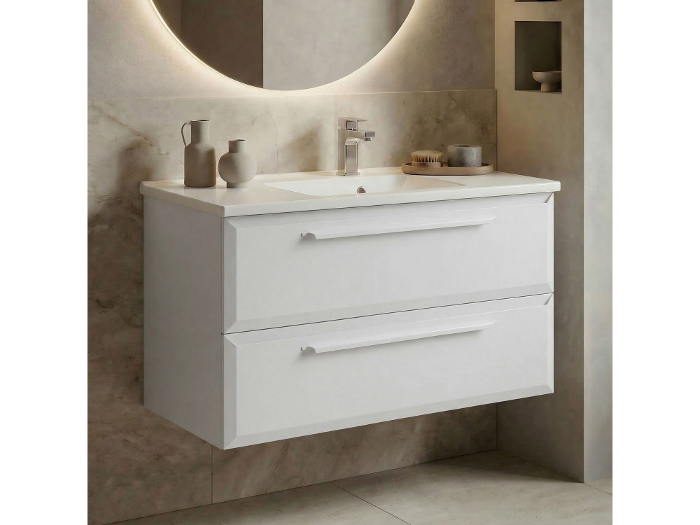 Waschtischunterschrank „Nuvola 100 v2“ – 100 x 50 x 62 cm – Weiß
