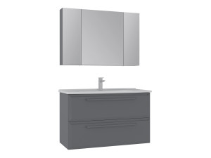 Waschtisch-Set mit Spiegel (2-teilig) „Nuvola 100 v2“ – 100 x 50 x 62 cm – Grau