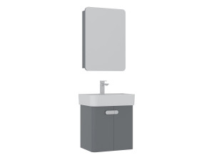 Waschtisch-Set mit Spiegel (2-teilig) „Orbit 55“ – 55 x 38 x 62 cm – Grau