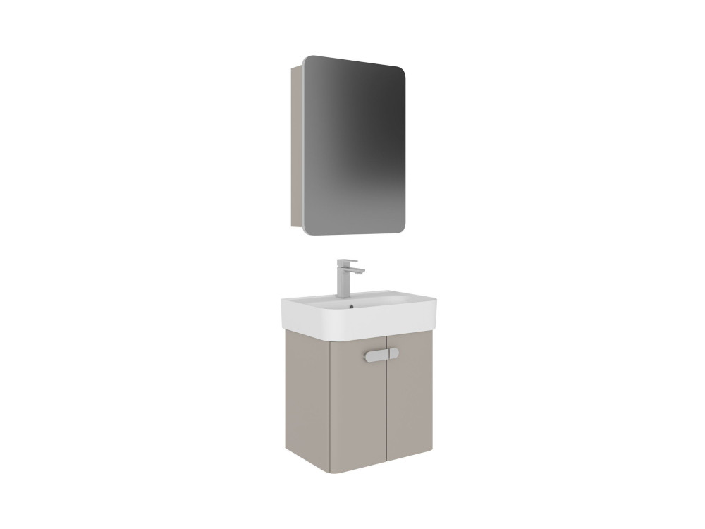 Waschtisch-Set mit Spiegel (2-teilig) „Orbit 55“ – 55 x 38 x 62 cm – Mink