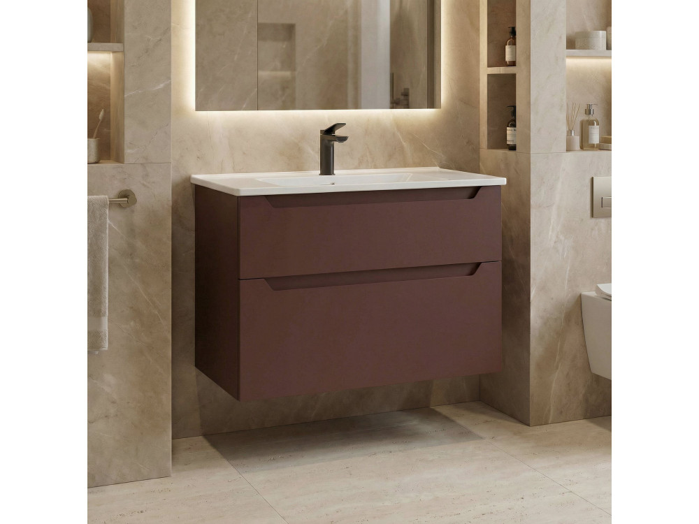 Waschtischunterschrank „Messina 85 v2“ – 85 x 45 x 55 cm – Matte Red