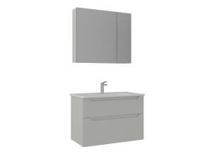 Waschtisch-Set mit Spiegel (2-teilig) „Messina 85 v2“ – 85 x 45 x 55 cm – Matt-Kaschmir