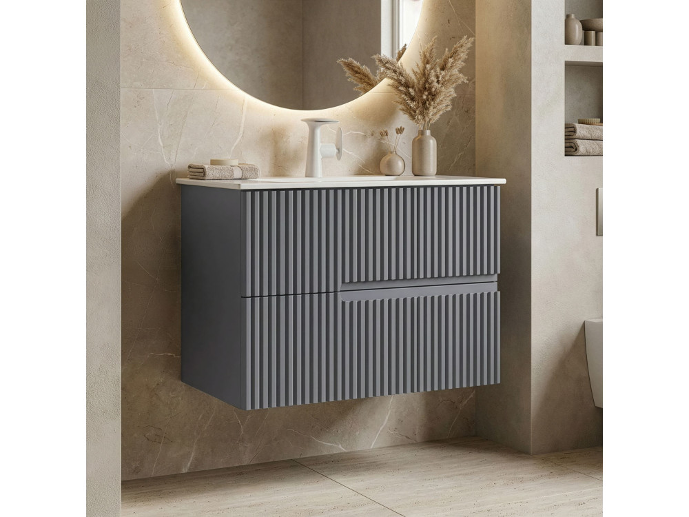 Waschtischunterschrank „Moonlight 70 v2“ – 71 x 51 x 51 cm – Mattgrau