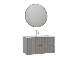 Waschtisch-Set mit Spiegel (2-teilig) „Moonlight 90 v2“ – 91 x 51 x 51 cm – Matte Mink