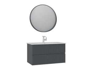 Waschtisch-Set mit Spiegel (2-teilig) „Moonlight 90 v2“ – 91 x 51 x 51 cm – Anthrazit matt