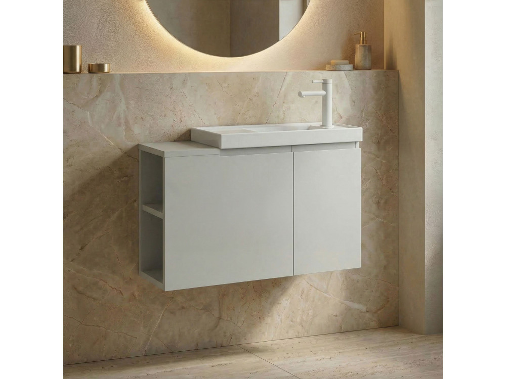Waschtischunterschrank „Ferla 80“ – 80 x 22 x 45 cm – Matt-Cashmere