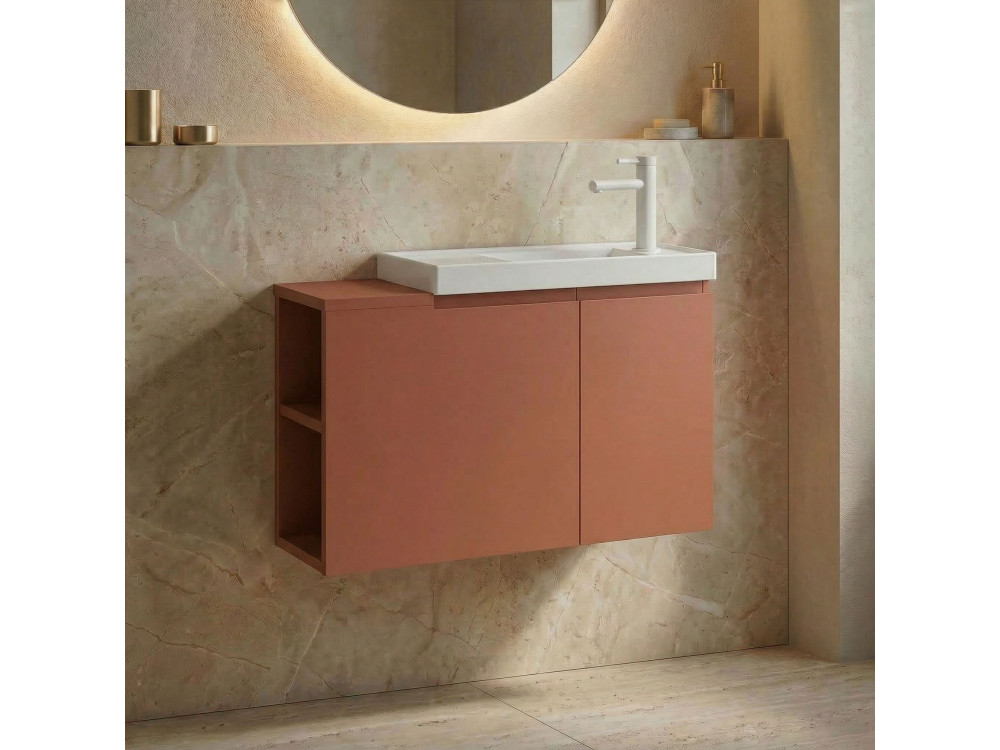 Waschtischunterschrank „Ferla 80“ – 80 x 22 x 45 cm – Matte Cinnamon