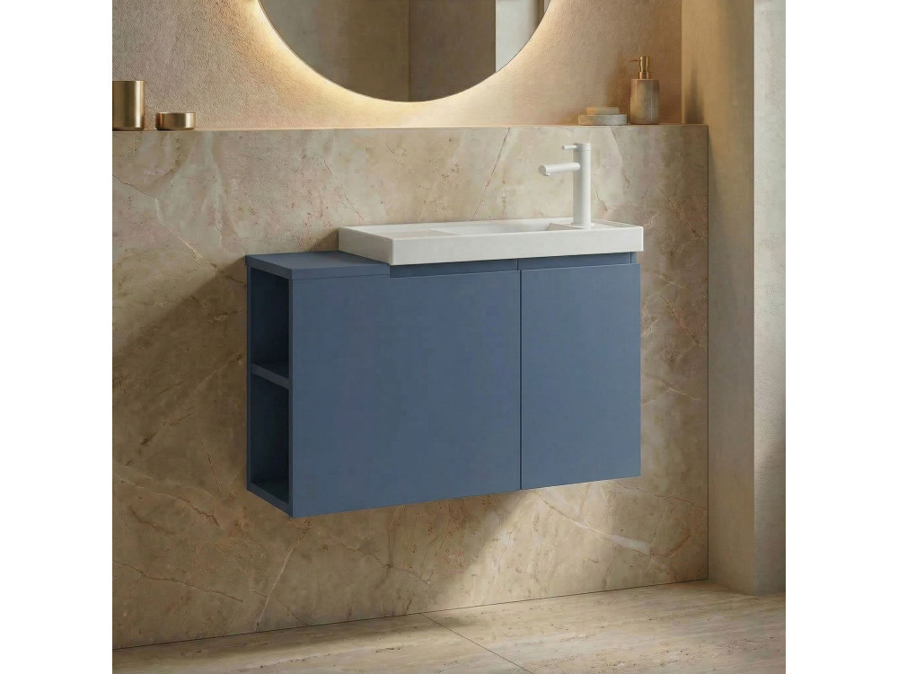 Waschtischunterschrank „Ferla 80“ – 80 x 22 x 45 cm – Petrolblau