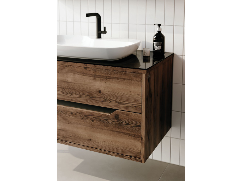 Waschtisch-Set mit Spiegel (2-teilig) „Galia 100 v2“ – 100 x 50 x 50 cm – Walnuss